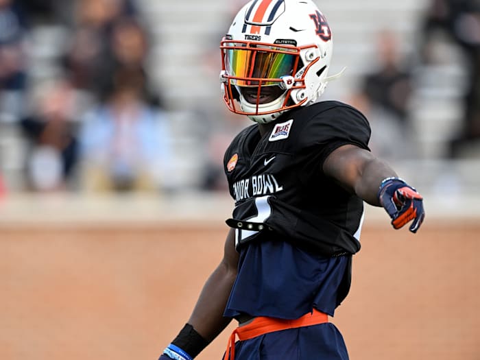 Roger McCreary at Senior Bowl Practice on Tuesday, Feb. 1, 2022 in Mobile, AL .Todd Van Emst/AU Athletics